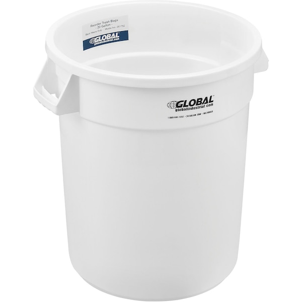 Global Industrial 20 Gallon Plastic Trash Container, Garbage Can - White 240458WH - main